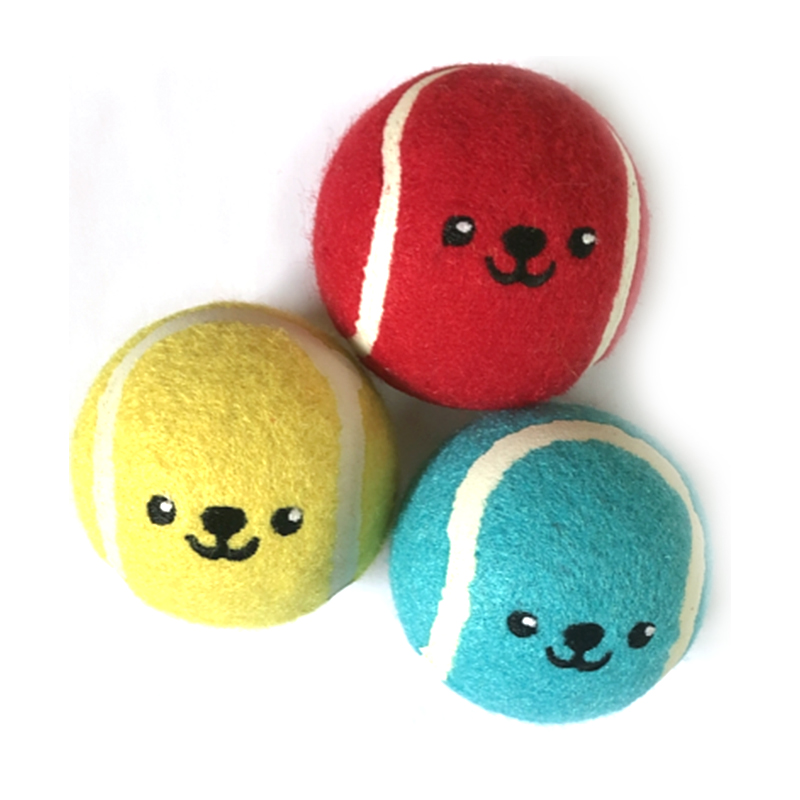 Smiling face Electronic embroidery Tennis Pet Dog Toys