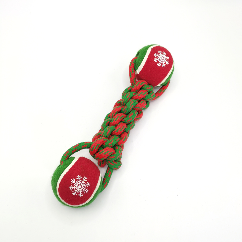 Christmas Cotton Rope Tennis  Pet Dog Toy