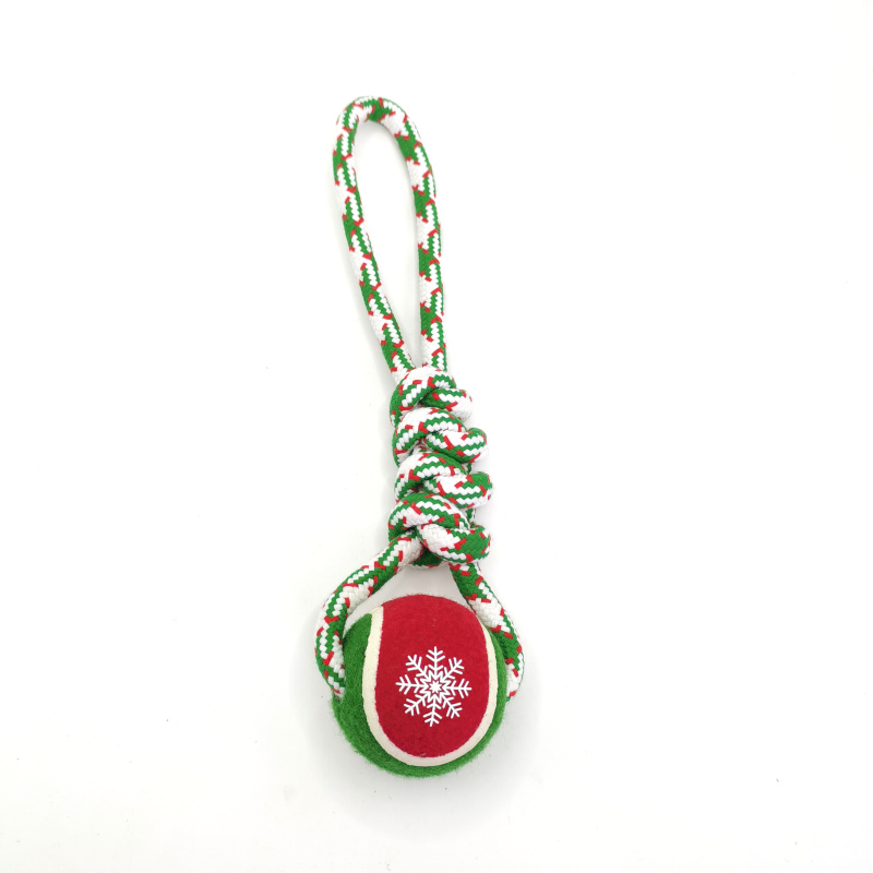 Christmas Cotton Rope Tennis  Pet Dog Toy