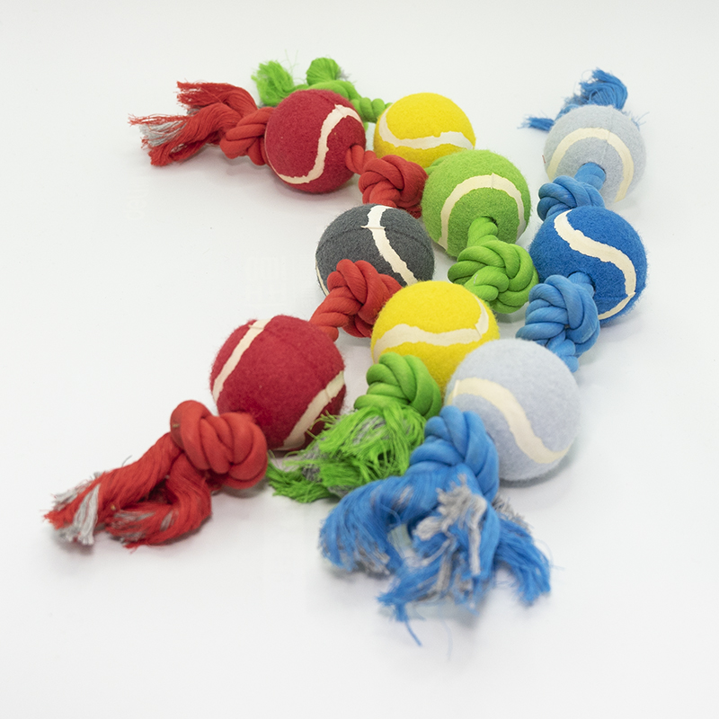 Three Tennis Balls Cotton Rope Dog Toys