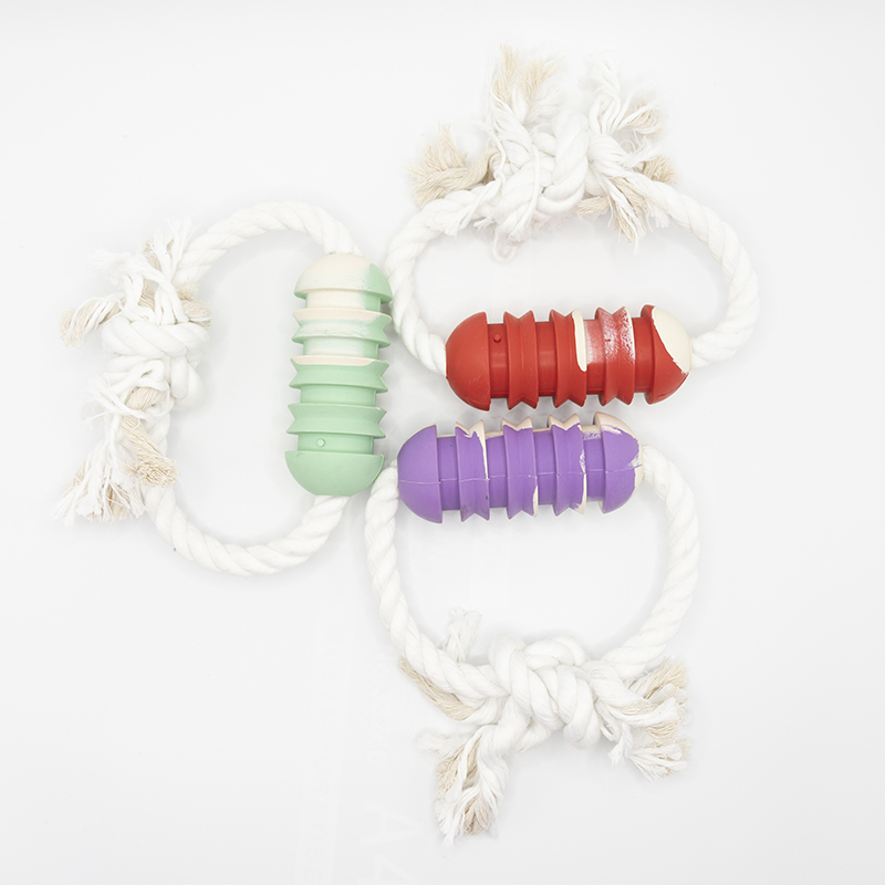 Handle Shaped Plastic Cotton Rope Dog Toy