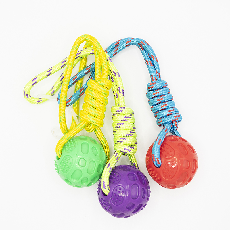 Knotted Cotton Rope with Plastic Ball Dog Toy