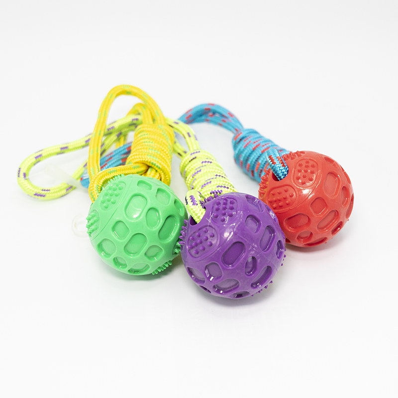 Knotted Cotton Rope with Plastic Ball Dog Toy